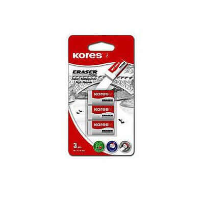 Radiera Kores KE-30, 40 x 21 x 10 mm, 3 bucati/blister Radiera Kores KE-30, 40 x 21 x 10 mm, 3 bucati/blister
